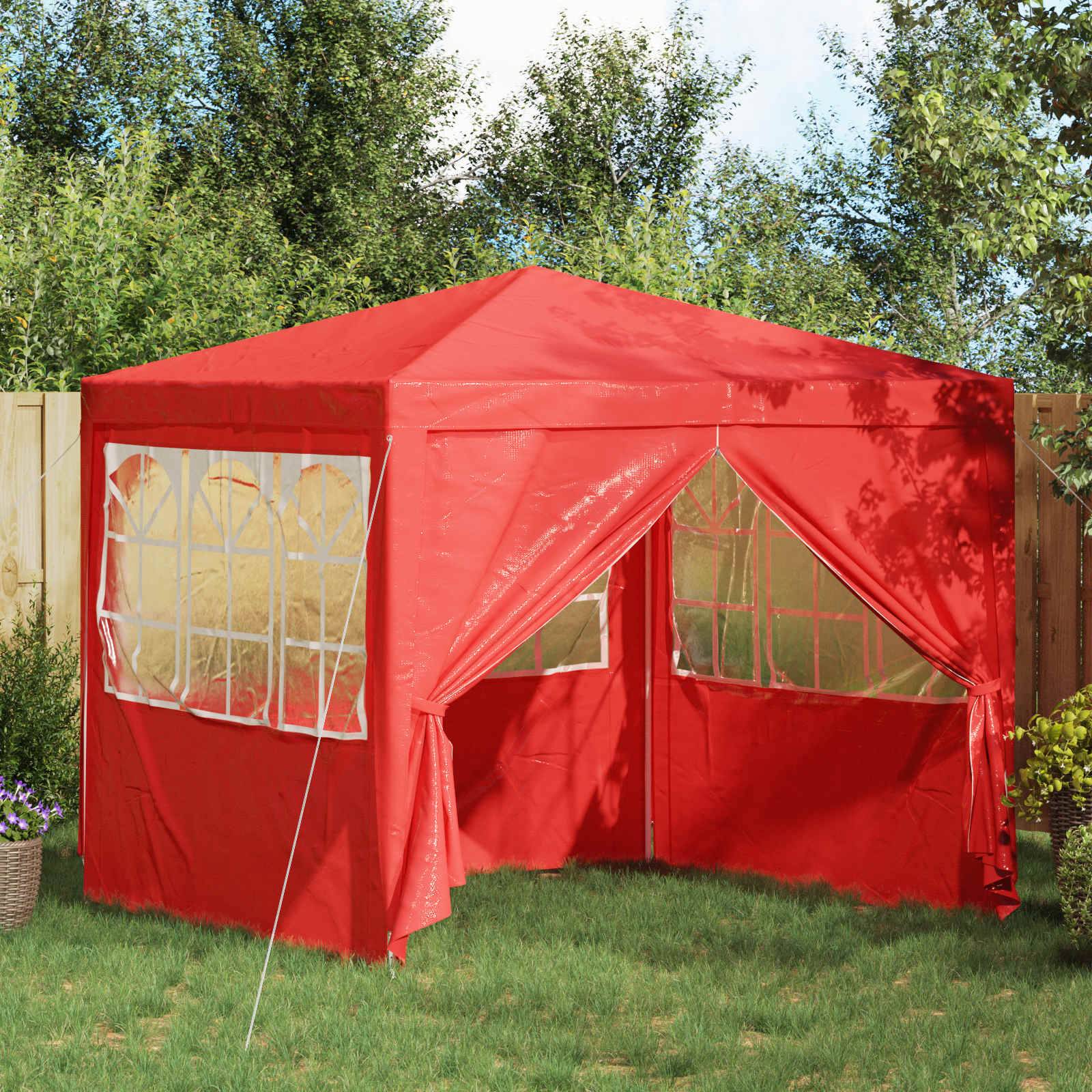 ComfortXL - Tente de réception PE acier rassemblements plein air fenêtres latérales 250x250cm rouge - ComfortXL Outdoor Living - Image 1