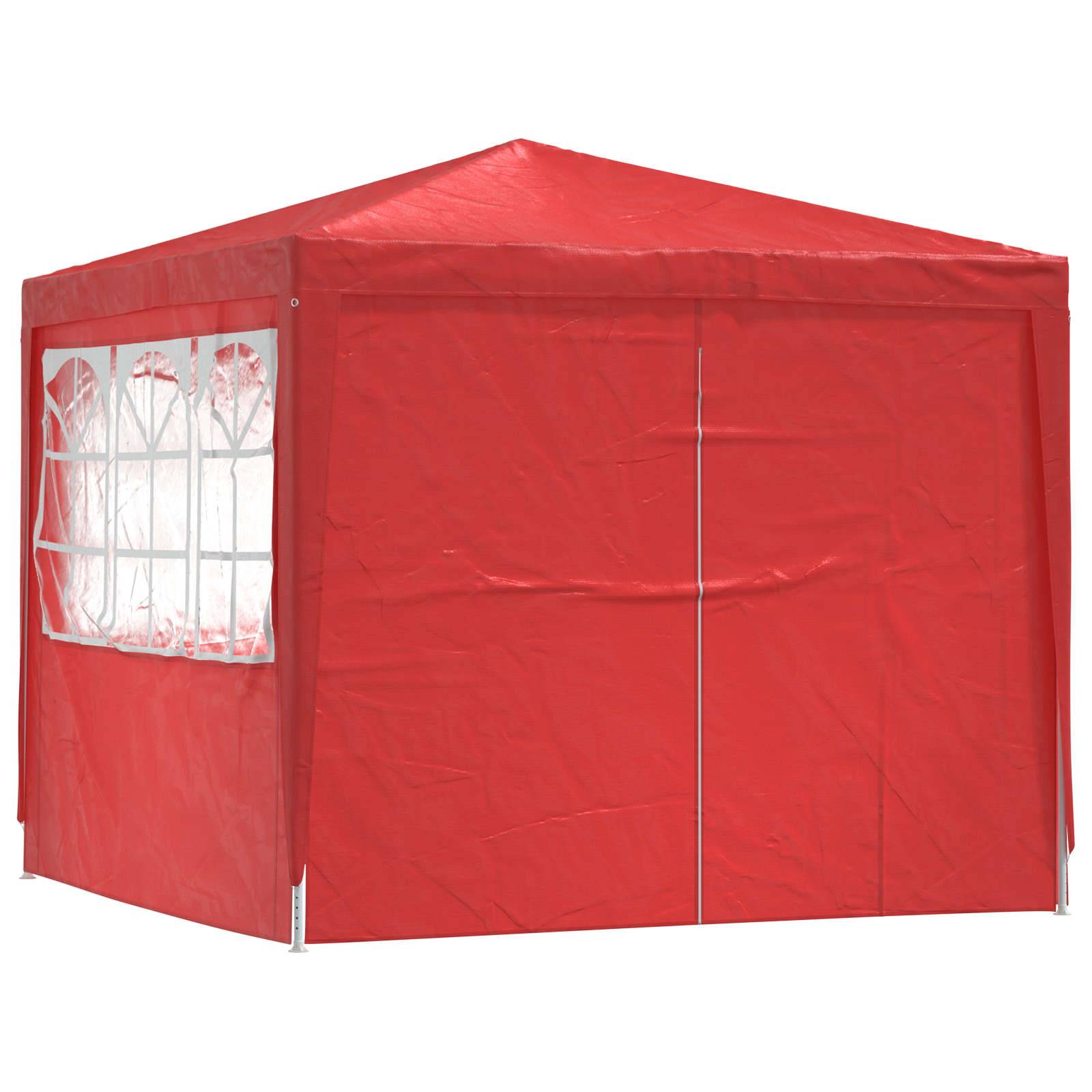 ComfortXL - Tente de réception PE acier rassemblements plein air fenêtres latérales 250x250cm rouge - ComfortXL Outdoor Living - Image 3