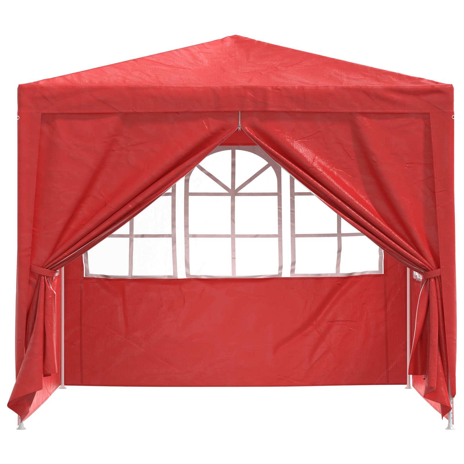 ComfortXL - Tente de réception PE acier rassemblements plein air fenêtres latérales 250x250cm rouge - ComfortXL Outdoor Living - Image 4