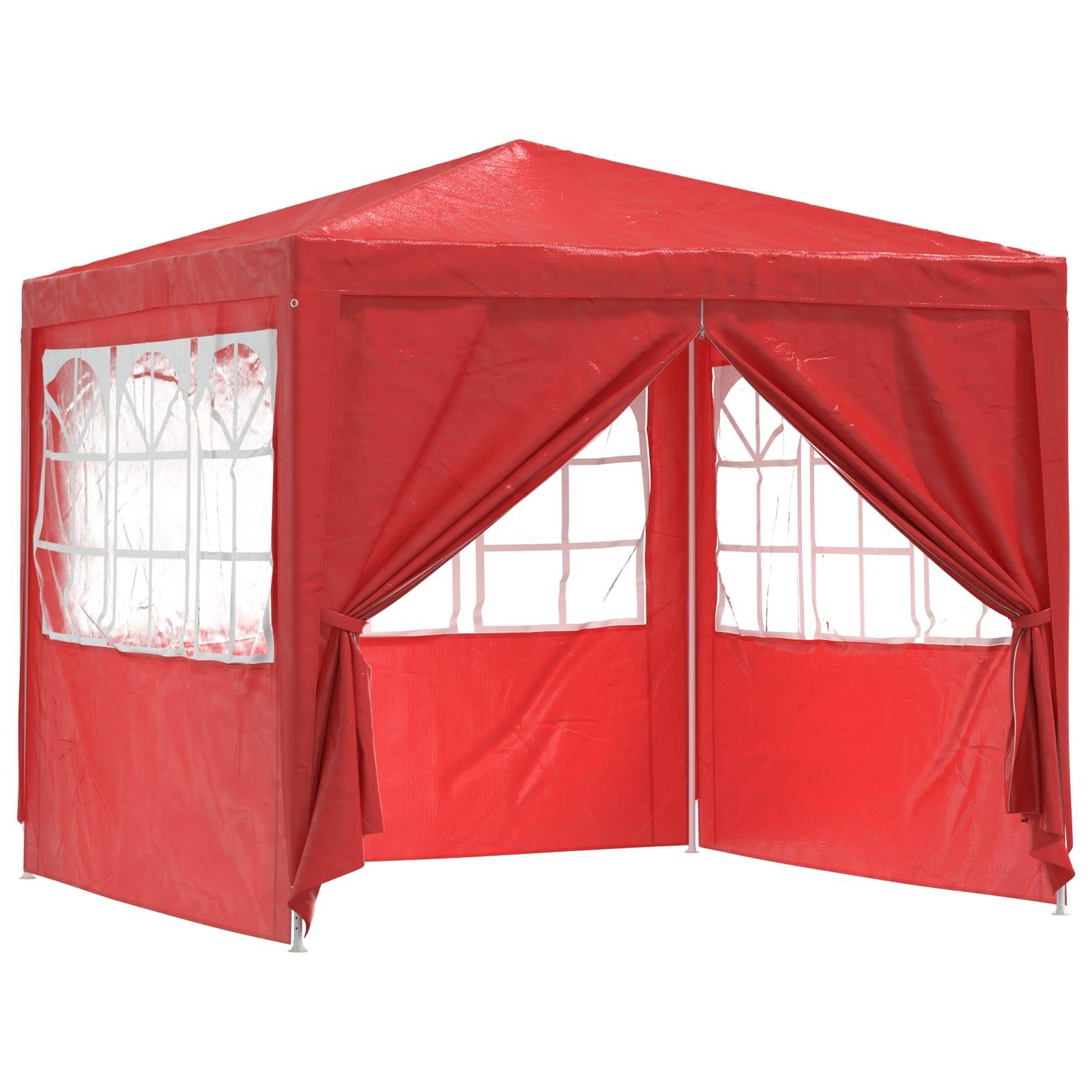 ComfortXL - Tente de réception PE acier rassemblements plein air fenêtres latérales 250x250cm rouge - ComfortXL Outdoor Living - Image 2