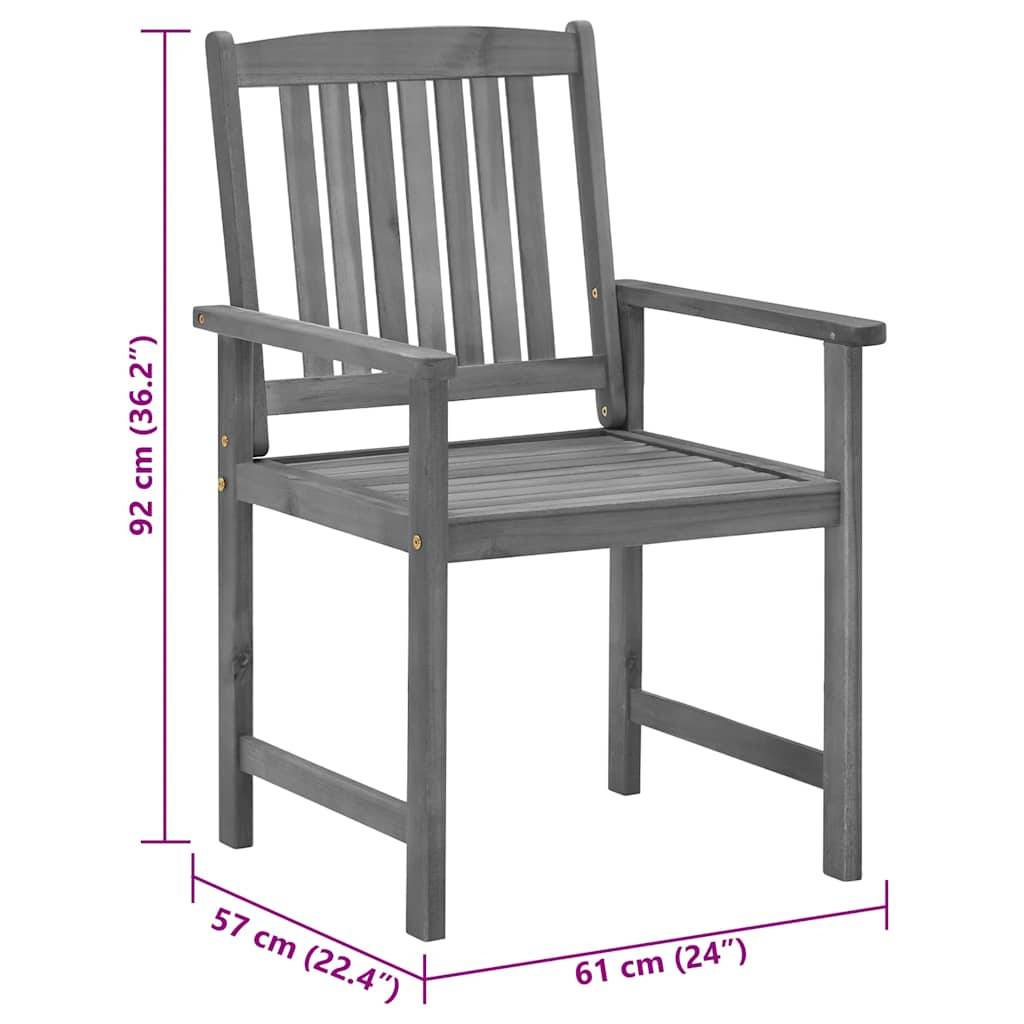 Lot de 4 Chaises d'Extérieur en Bois Gris Lavé avec Coussins pour Balcon Beige – ComfortXL Outdoor Living - Image 5