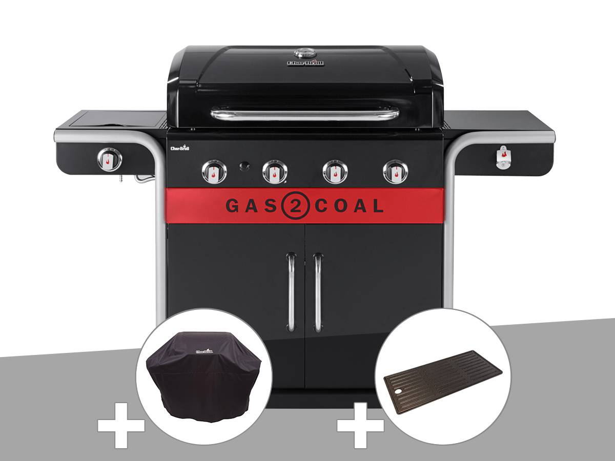 Char-broil - Barbecue à gaz et à charbon Gas2Coal 2.0 4B + Housse de protection + Plancha - Char-Broil - Image 1