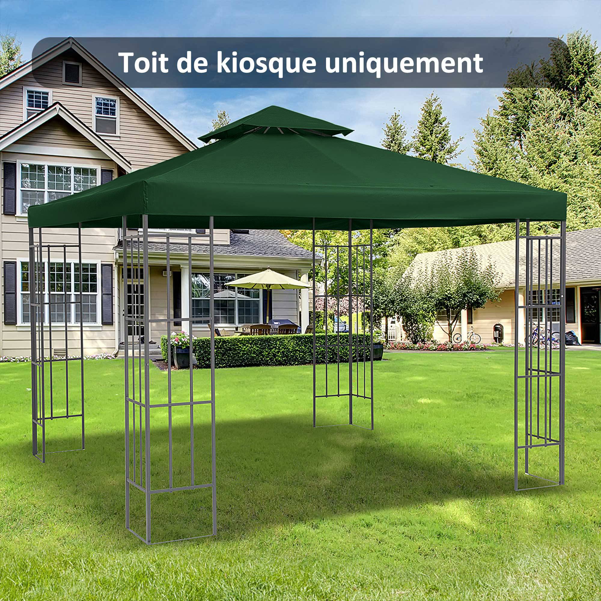 Toit de Remplacement pour Gazebo de Jardin Toile de Rechange pour pavillon tonnelle Tente 3 x 3 m Vert foncé - Image 4