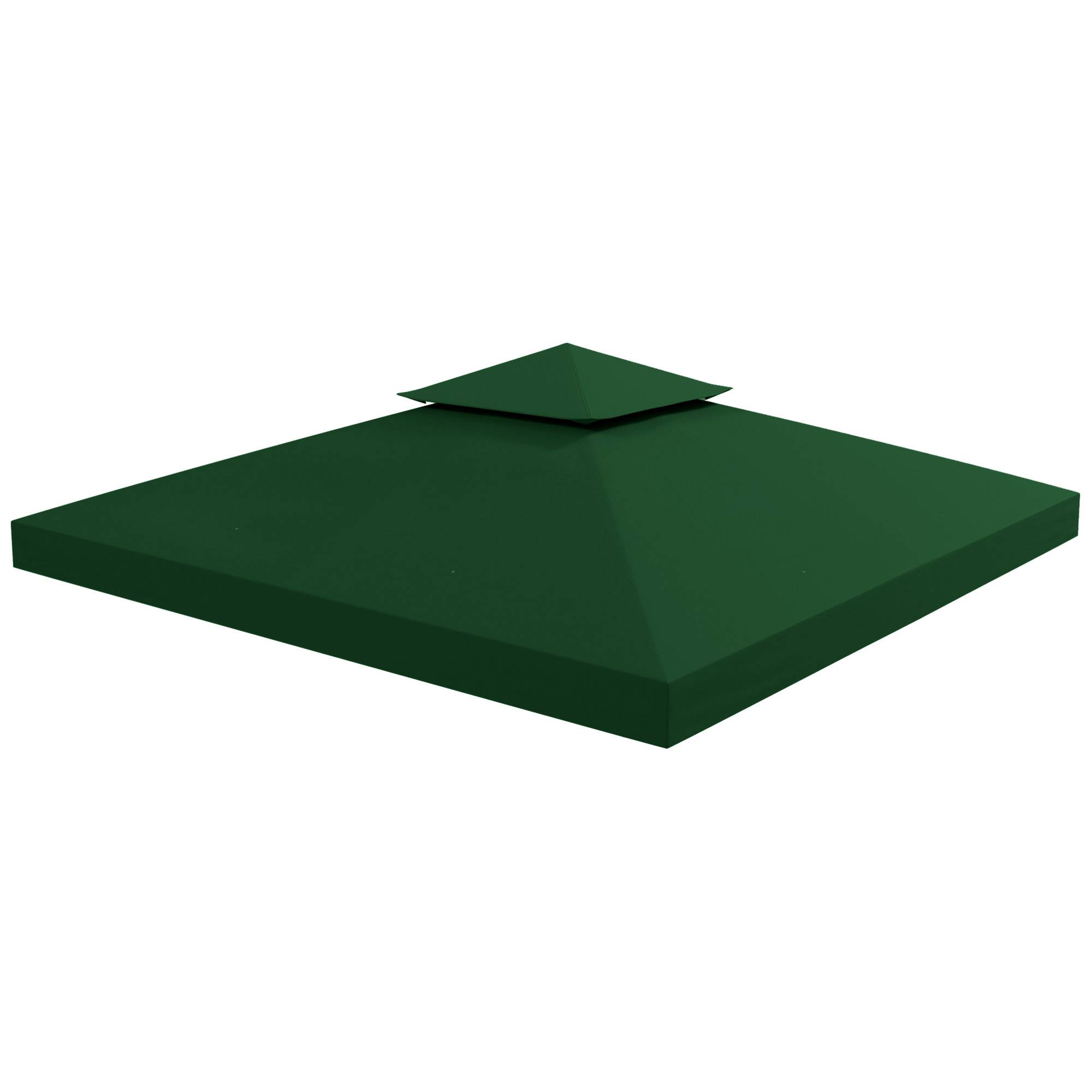 Toit de Remplacement pour Gazebo de Jardin Toile de Rechange pour pavillon tonnelle Tente 3 x 3 m Vert foncé - Image 2