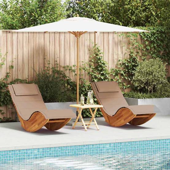 PANGIVO - Transat bois acacia marron 60 x 154 x 74 cm avec coussin, Poids :30kg - PANGIVO - Image 1