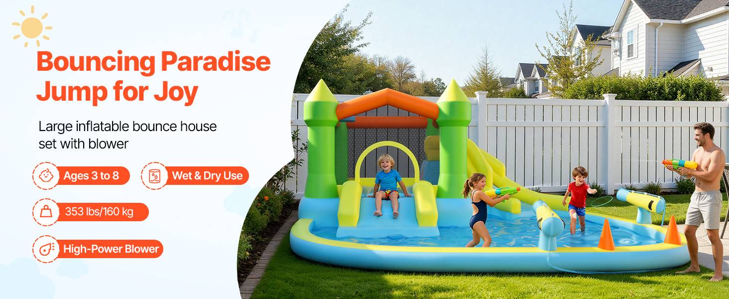 Vevor - VEVOR Château Gonflable Aire de Jeux Enfant 382x398x197 cm Deux Toboggans - Image 9