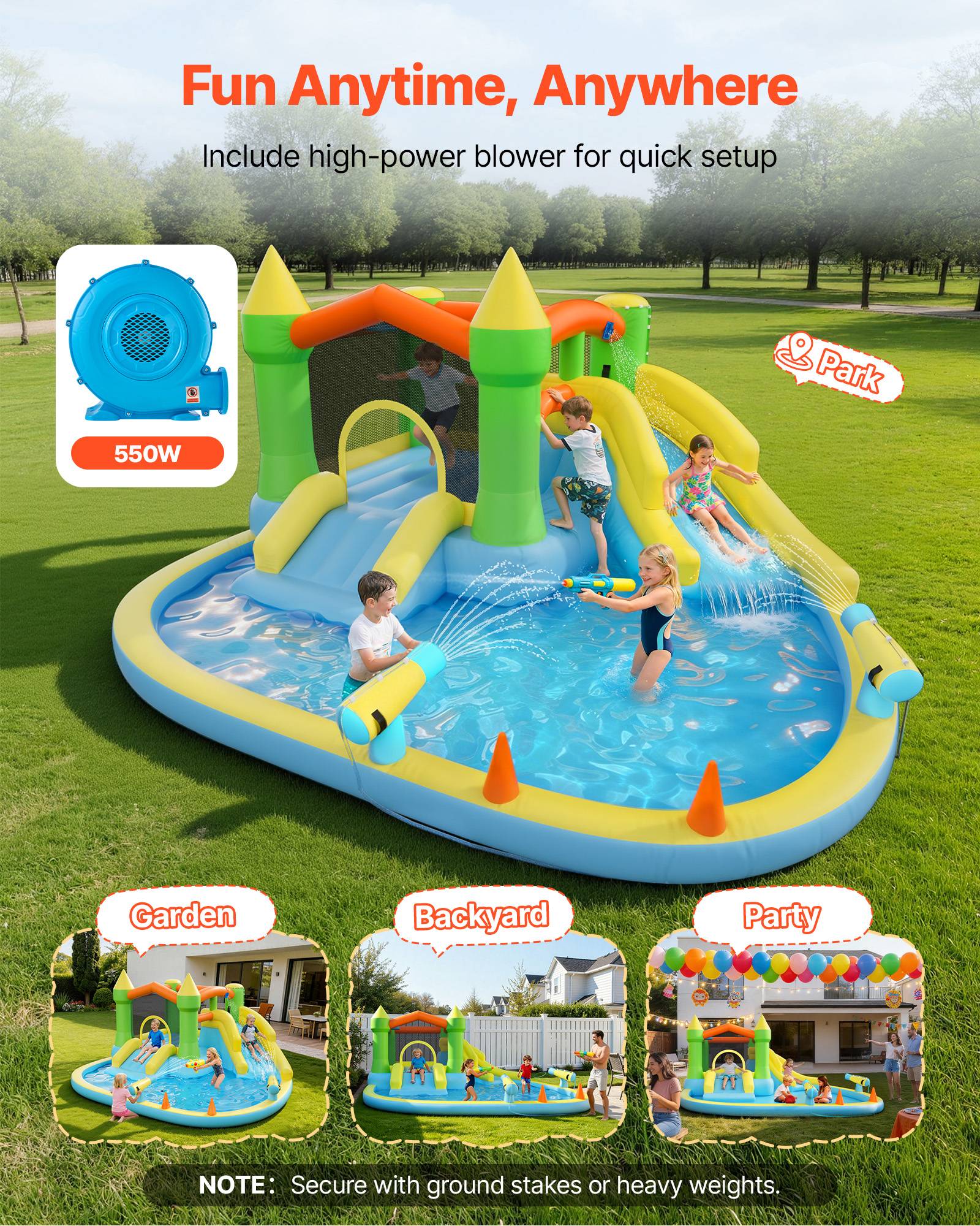 Vevor - VEVOR Château Gonflable Aire de Jeux Enfant 382x398x197 cm Deux Toboggans - Image 4