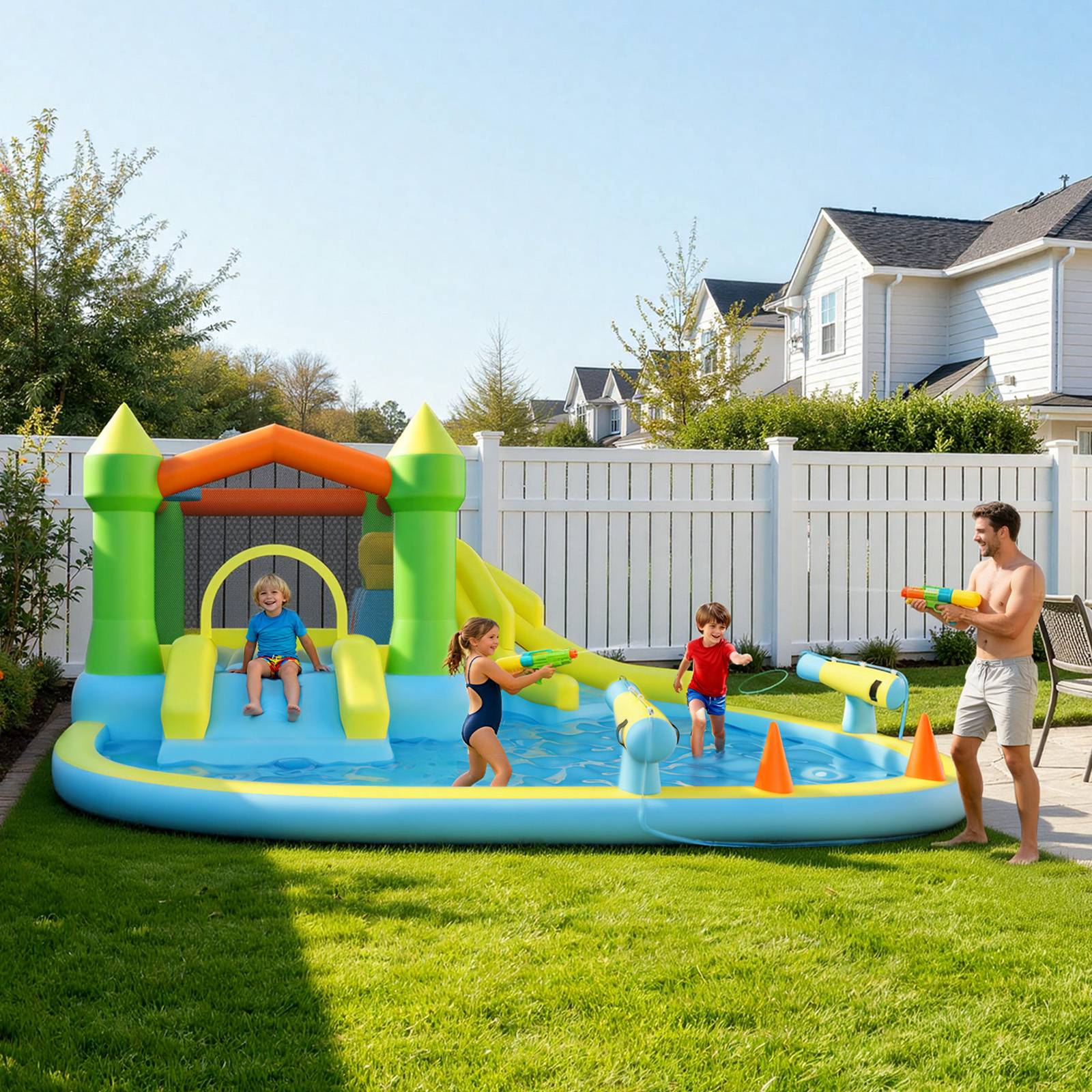 Vevor - VEVOR Château Gonflable Aire de Jeux Enfant 382x398x197 cm Deux Toboggans - Image 8