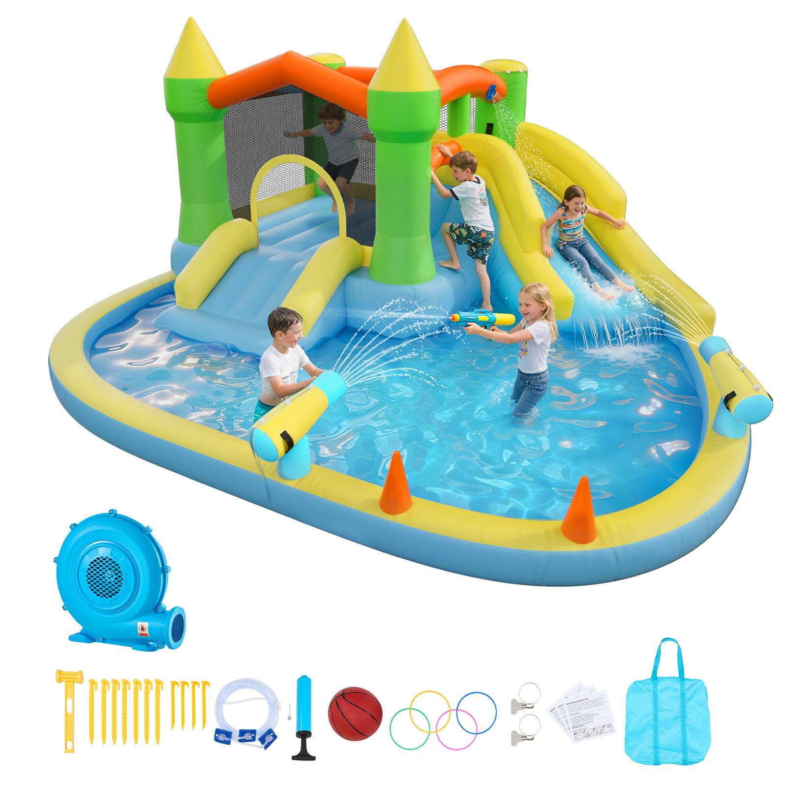 Vevor - VEVOR Château Gonflable Aire de Jeux Enfant 382x398x197 cm Deux Toboggans - Image 1