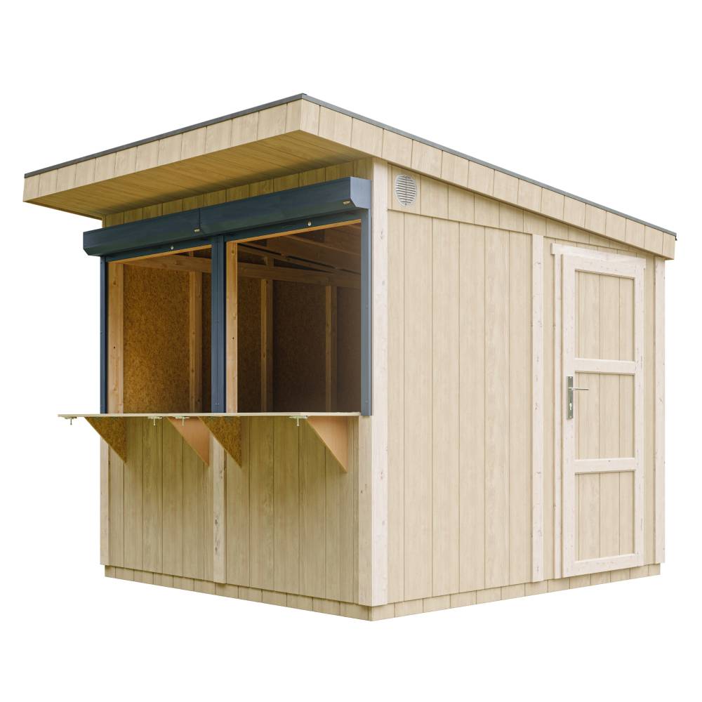 Timbela - Grand stand marché avec comptoir 5,9 m² - H240x248x305 cm - Bar jardin, kiosque extérieur - Abri de Jardin Qualité Premium - Timbela M950 - Image 3