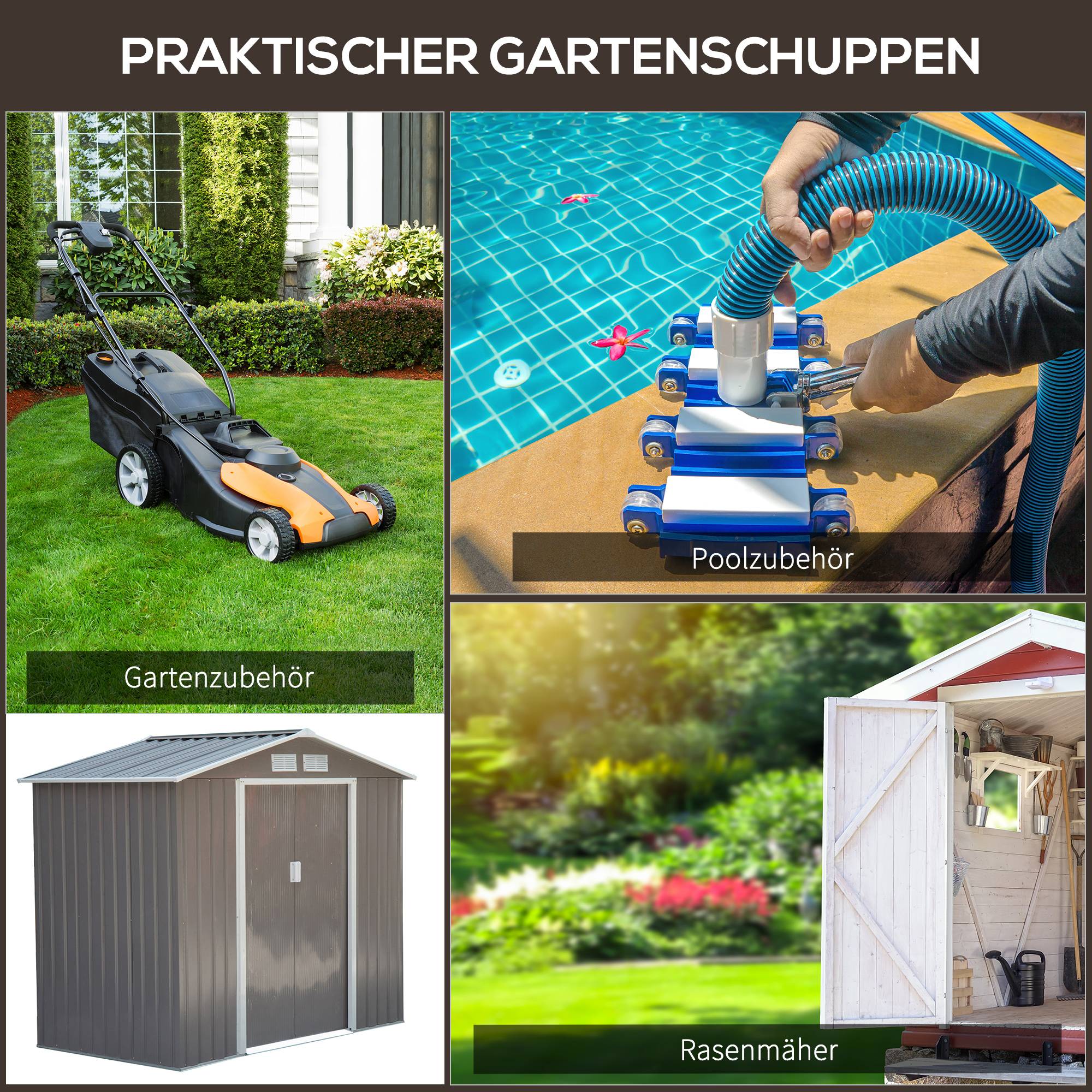 Abri de jardin en acier pour extérieur rangement outils 213x130x185cm Gris - ComfortXL Outdoor Living - Image 6