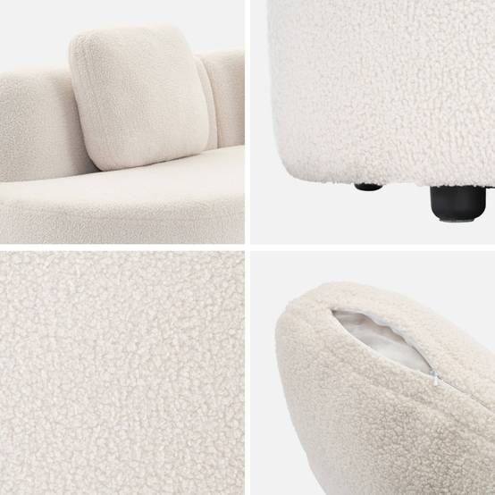 sweeek - Canapé virgule 3 places en tissu bouclette forme organique - WAVE L 232 x P 97 x H 68cm | sweeek - Image 5