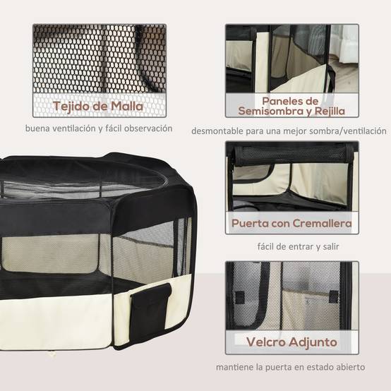 Parc pliable pour chien à 8 panneaux, avec sac de transport, Ø120 x 58 cm, noir - Image 8