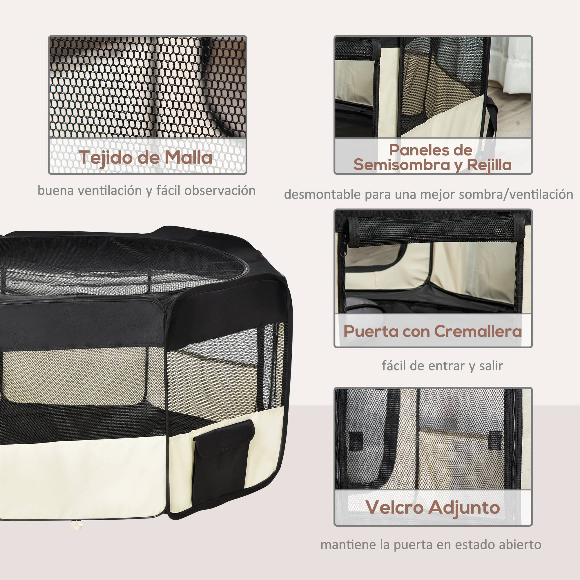 Parc pliable pour chien à 8 panneaux, avec sac de transport, Ø120 x 58 cm, noir - Image 8