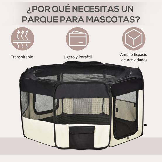 Parc pliable pour chien à 8 panneaux, avec sac de transport, Ø120 x 58 cm, noir - Image 6