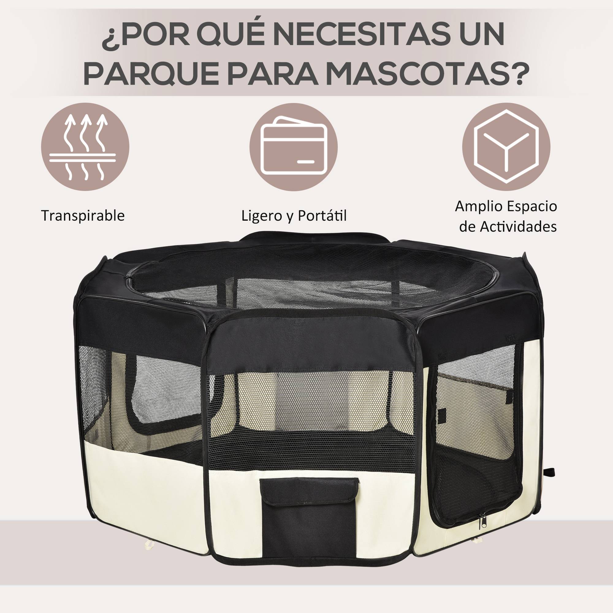 Parc pliable pour chien à 8 panneaux, avec sac de transport, Ø120 x 58 cm, noir - Image 6