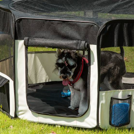 Parc pliable pour chien à 8 panneaux, avec sac de transport, Ø120 x 58 cm, noir - Image 10