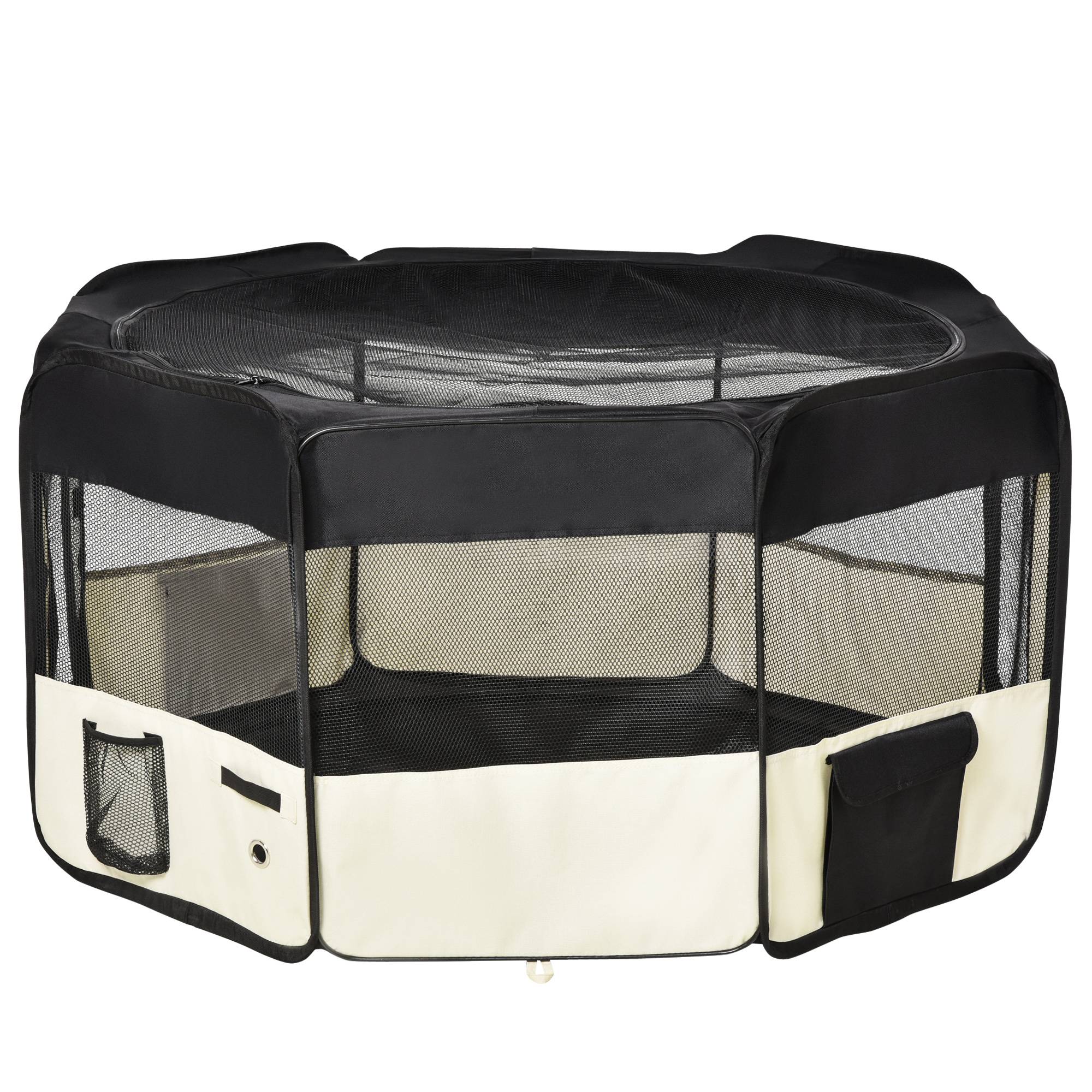 Parc pliable pour chien à 8 panneaux, avec sac de transport, Ø120 x 58 cm, noir - Image 2