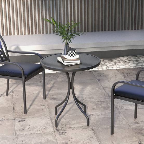 PANGIVO - Table de jardin ronde acier galvanisé noir 66 x 66 x 71.5 cm - PANGIVO - Image 4
