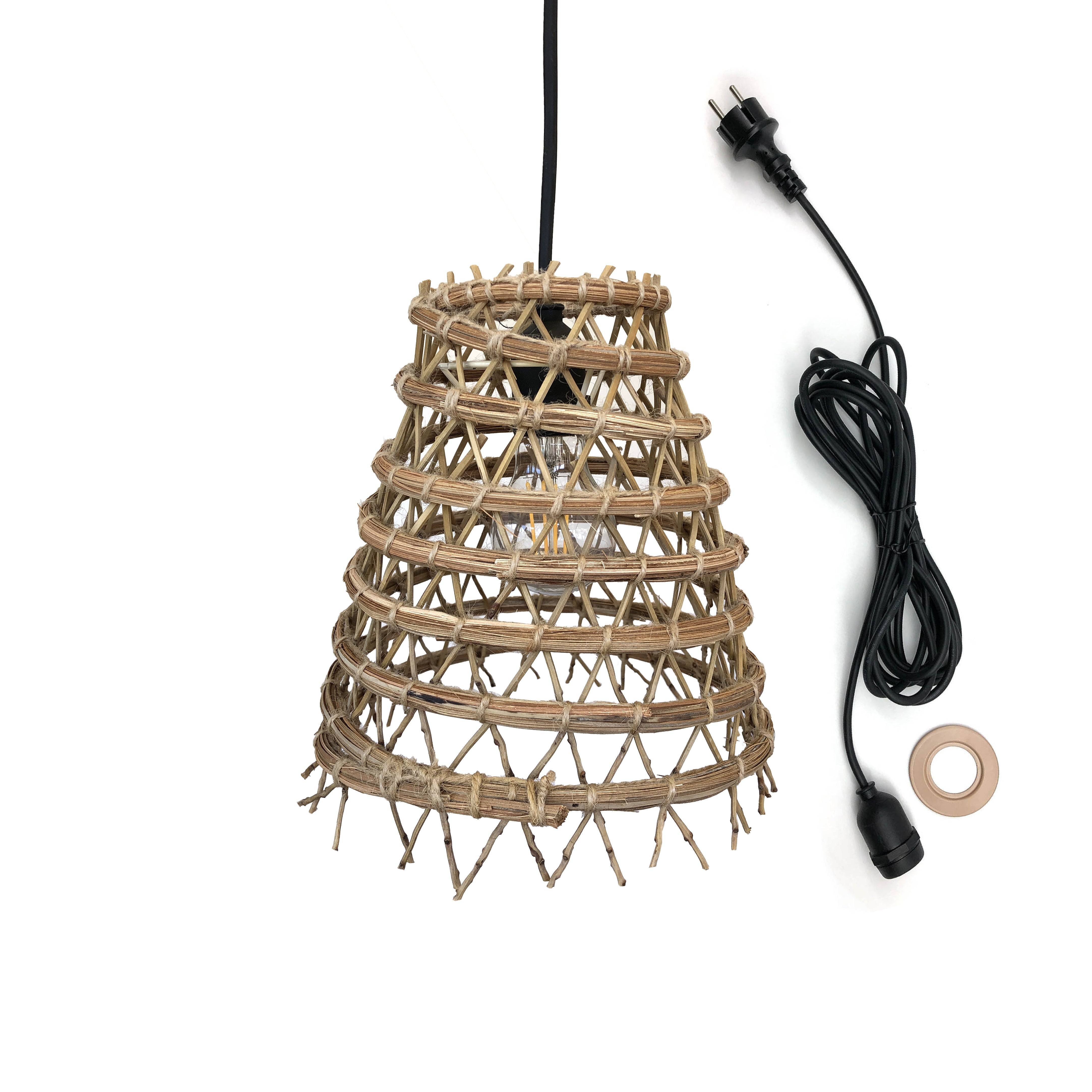 Lumisky - Suspension extérieur ZAKARI OUTDOOR CABLE Beige Fibre naturelle D28CM - Image 1