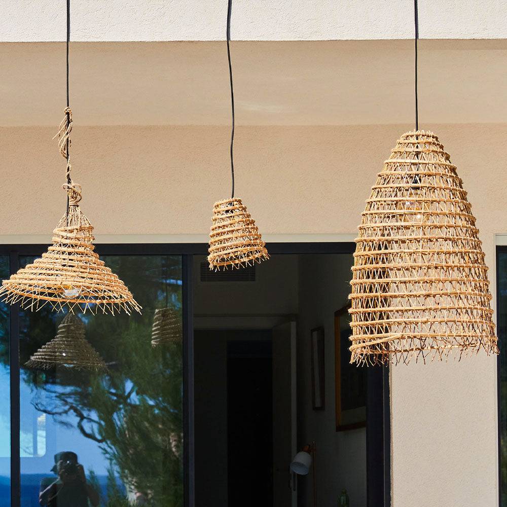 Lumisky - Suspension extérieur ZAKARI OUTDOOR CABLE Beige Fibre naturelle D28CM - Image 3