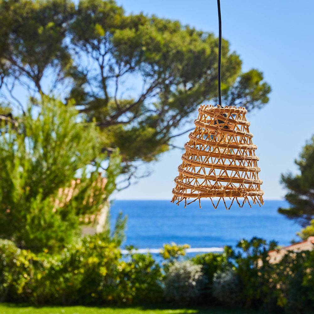 Lumisky - Suspension extérieur ZAKARI OUTDOOR CABLE Beige Fibre naturelle D28CM - Image 2