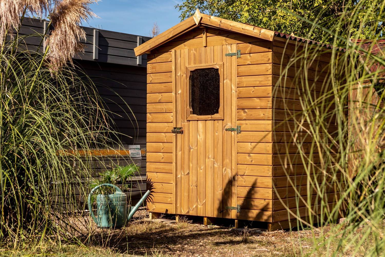 Habrita - Abri en panneaux de bois massif traité 19 mm - S.u. 2,25 m² - Toit double pente Habrita - Image 1