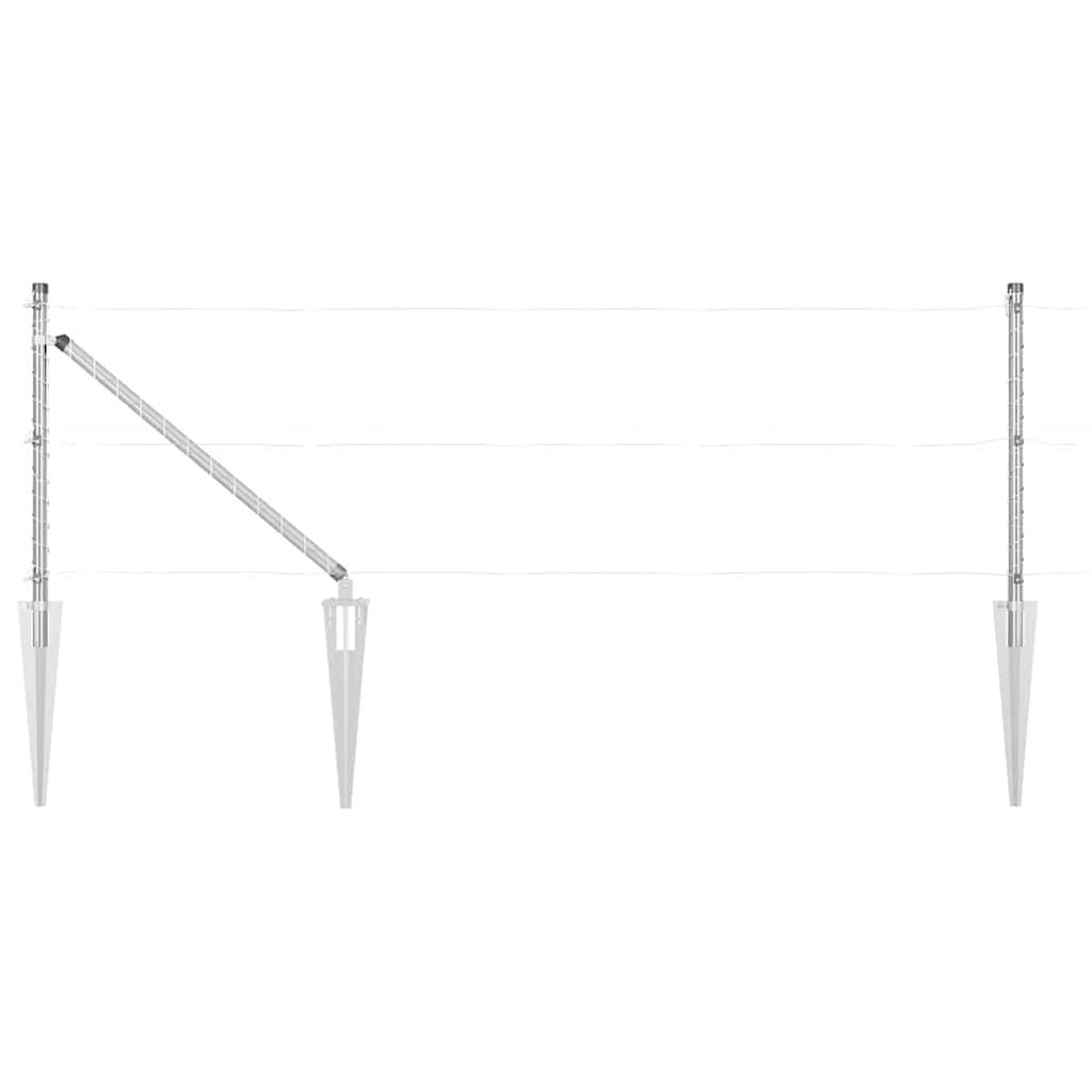 Poteau de clôture acier galvanisé argenté 100 x 3.2 cm, Poids :23.45kg - PANGIVO - Image 2