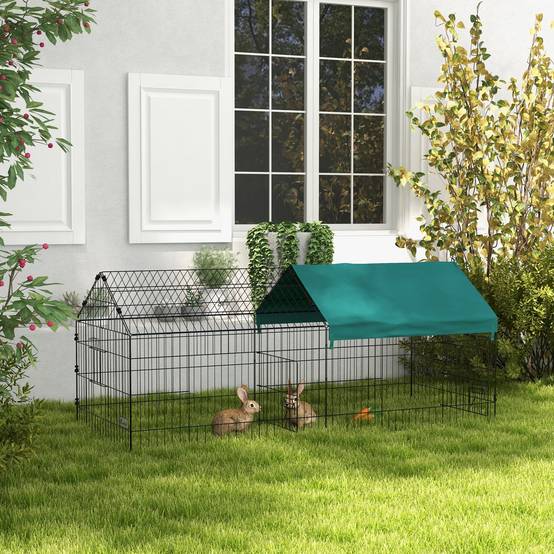 Enclos lapin cobaye Acier extérieur avec toit de protection UV 185x75x75cm Vert - ComfortXL Outdoor Living - Image 3