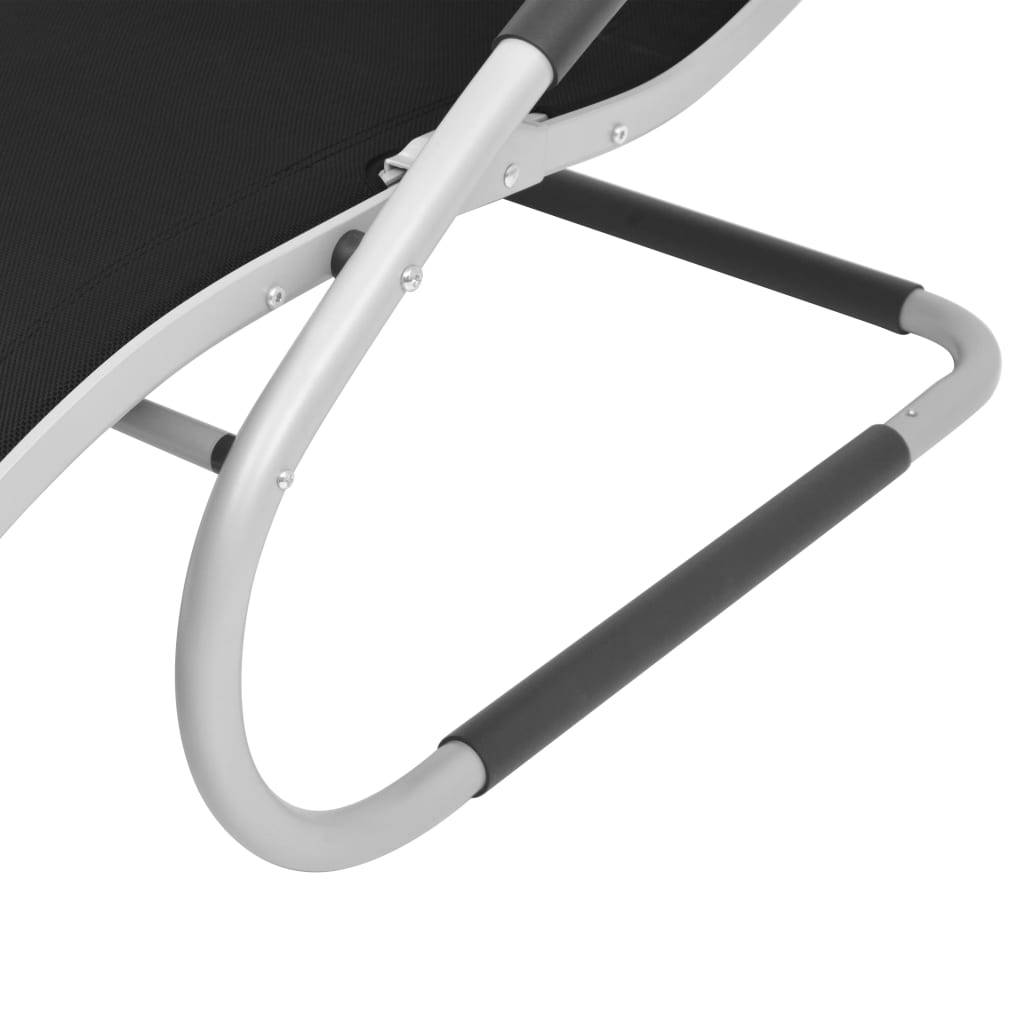 Helloshop26 - Transat chaise longue bain de soleil lit de jardin terrasse meuble d'extérieur avec oreiller aluminium et textilène noir - Image 6