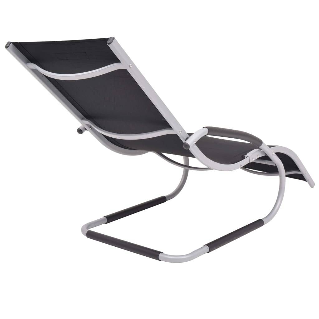 Helloshop26 - Transat chaise longue bain de soleil lit de jardin terrasse meuble d'extérieur avec oreiller aluminium et textilène noir - Image 4