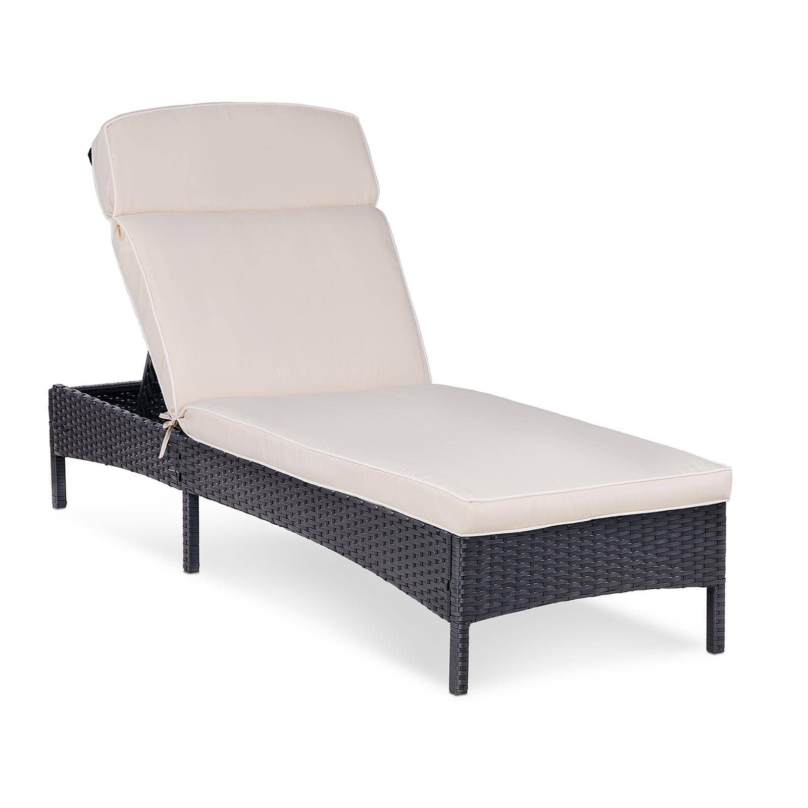 Helloshop26 - Chaise longue de jardin transat de plage bain de soleil bronzage en rotin avec coussin (armature en acier, coussin confortable, capacité de charge : - Image 1