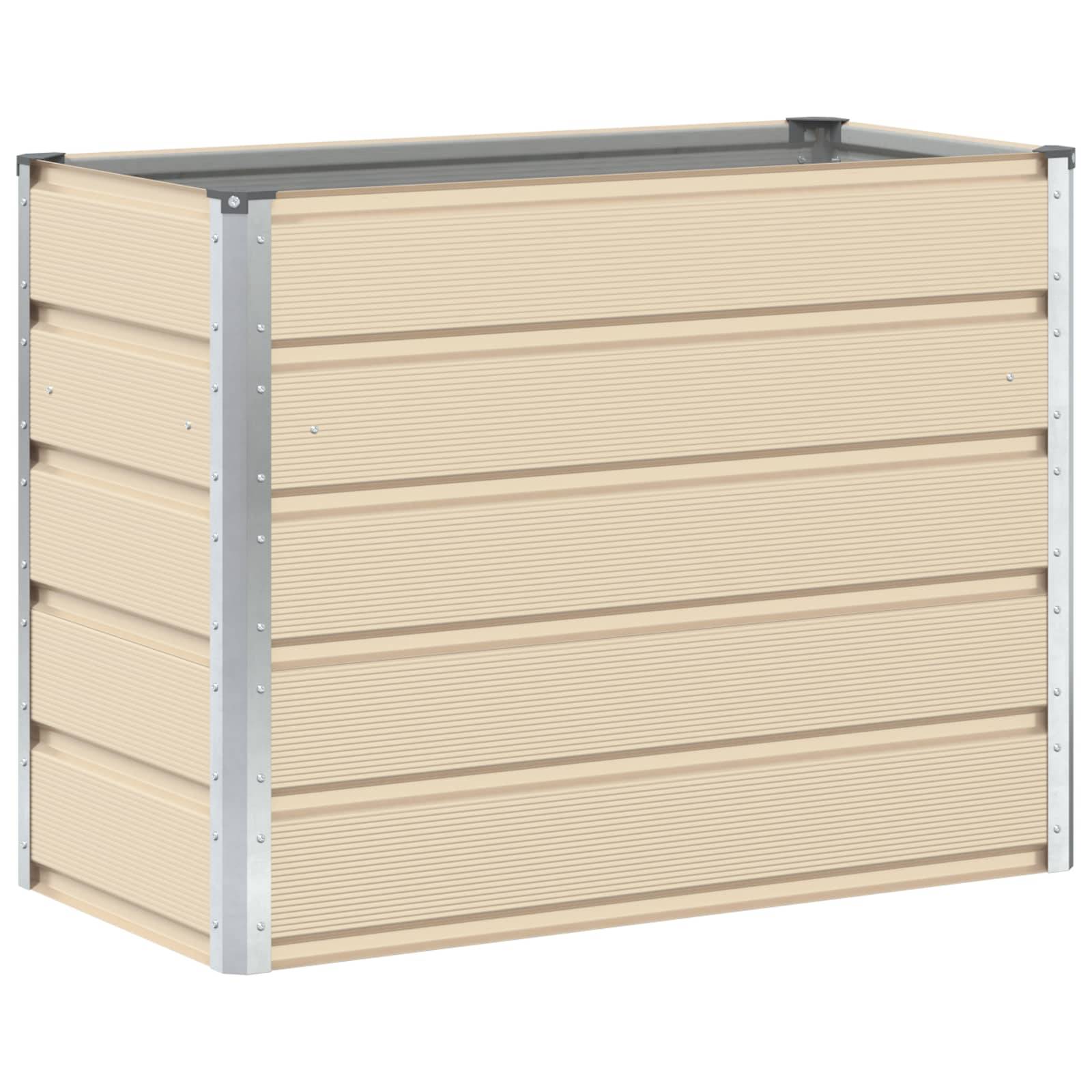 Jardinière moderne 100 x 50 x 45 cm extérieur polyvalent ambiance industrielle en acier galvanisé ivoire - Image 1