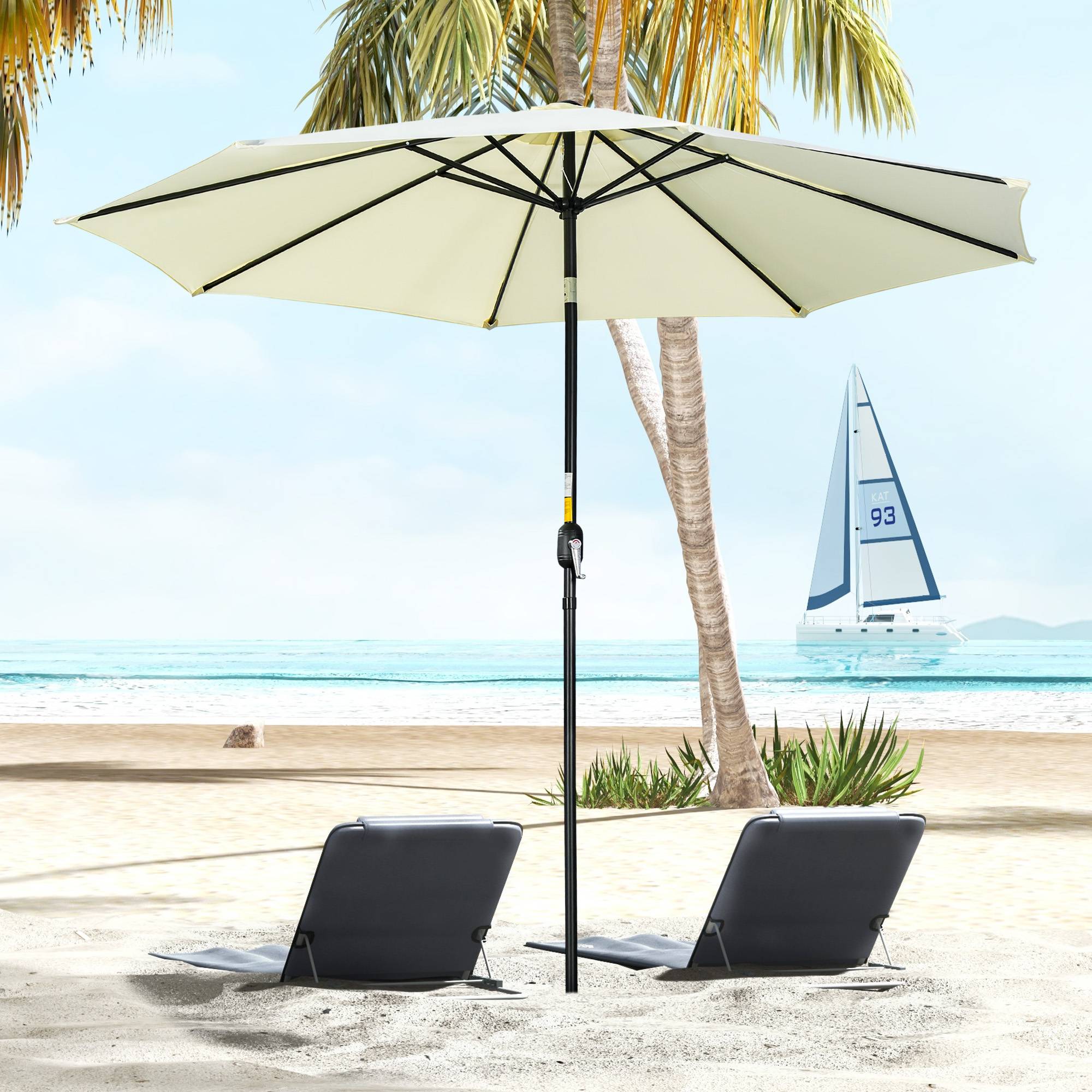 Parasol de jardin extérieur Parasol droit inclinable Ø 3 m en métal - Métal Marron fr254 - Image 3