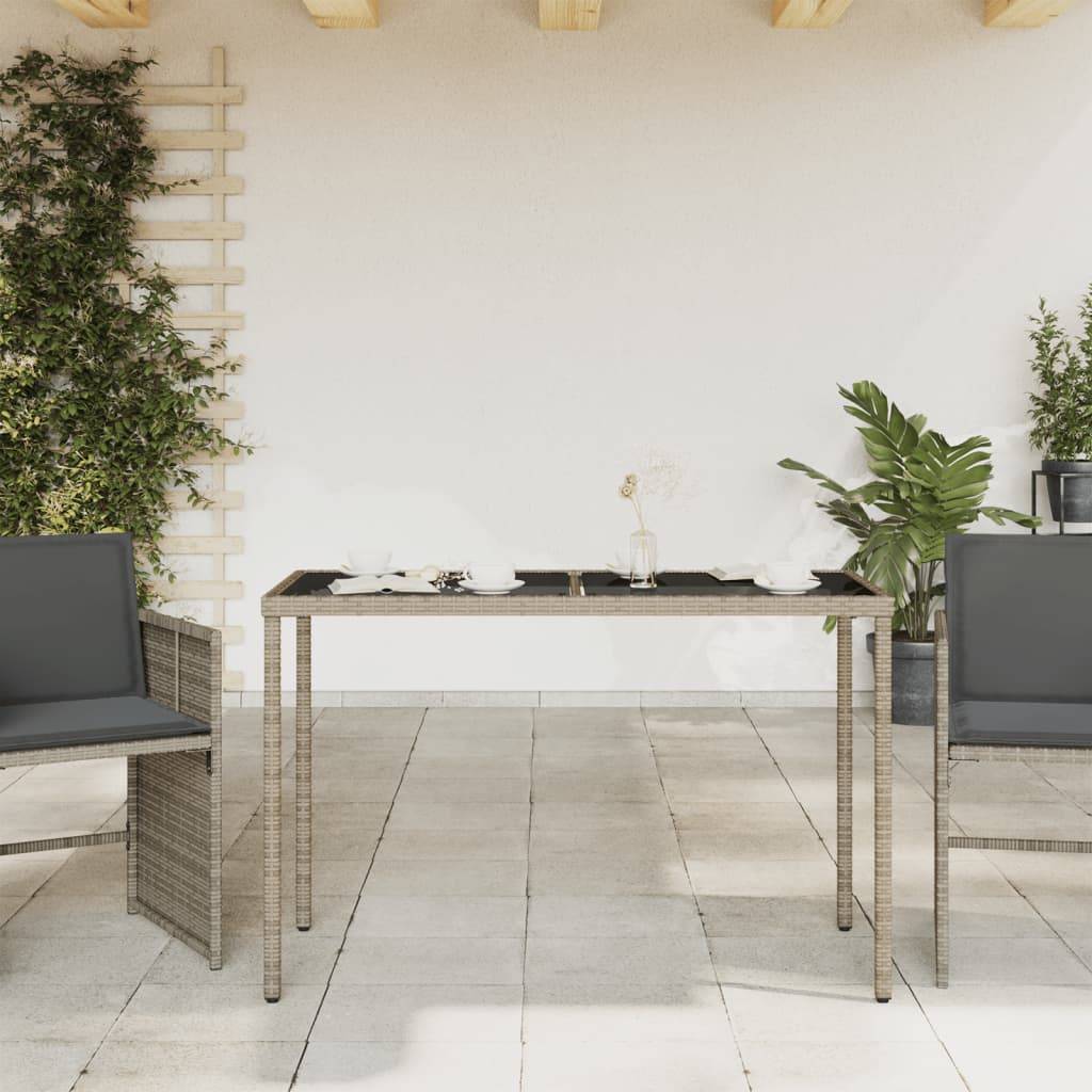 ComfortXL - Table de Jardin Design 115x54cm en Résine Tressée Grise et Verre Sécurit, Style Moderne – ComfortXL Outdoor Living - Image 3