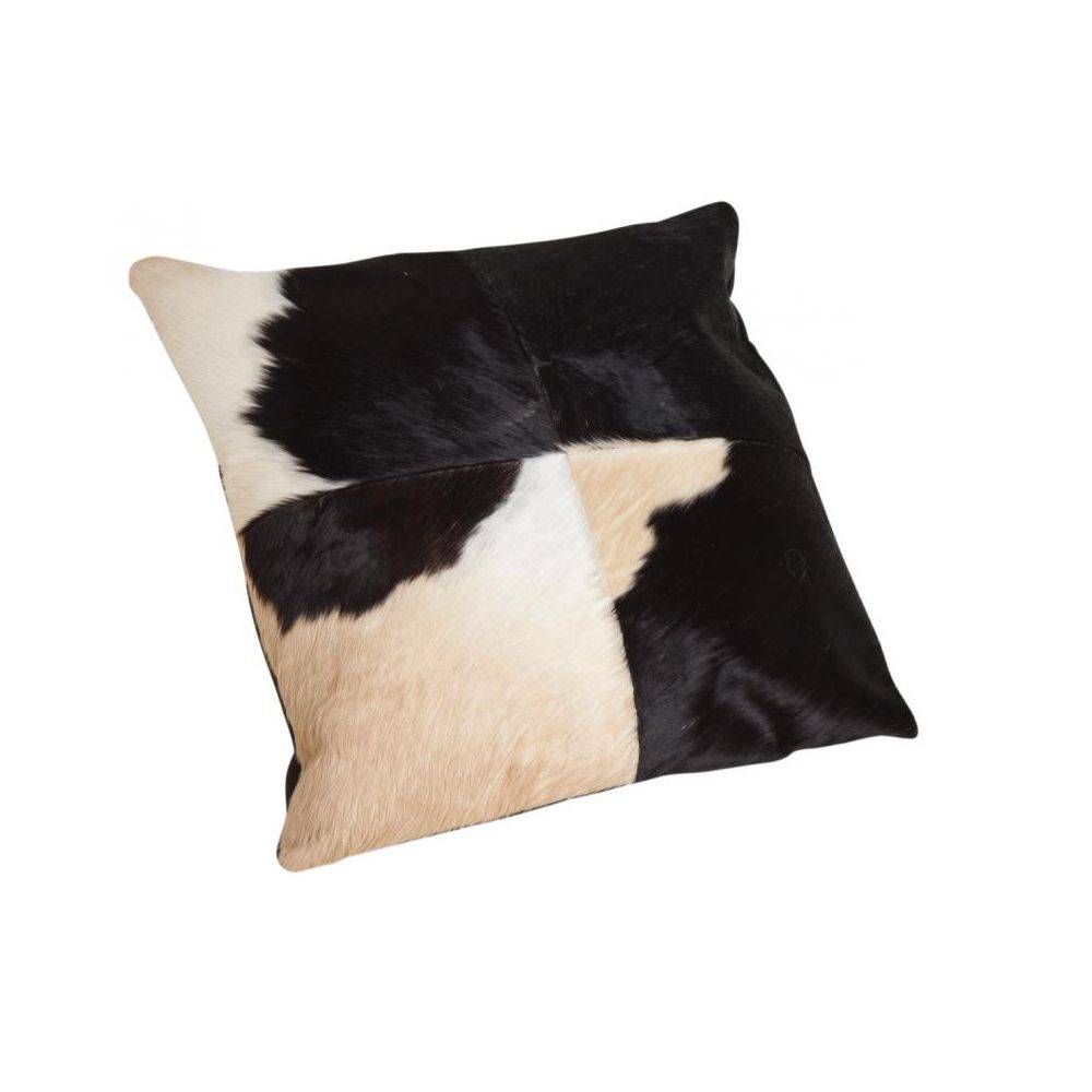 Aubry Gaspard - Coussin en peau de vache véritable modèle aléatoire Noir et blanc 45x45 - Image 3