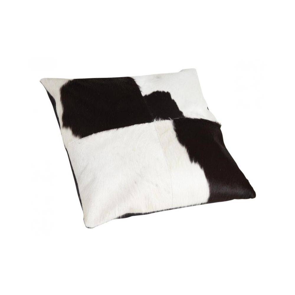 Aubry Gaspard - Coussin en peau de vache véritable modèle aléatoire Noir et blanc 45x45 - Image 2