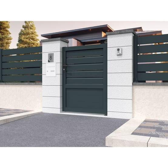 Portillon panneau mixte SPASIE 1000x1744.8mm (Gris anthracite) - Alia Productions