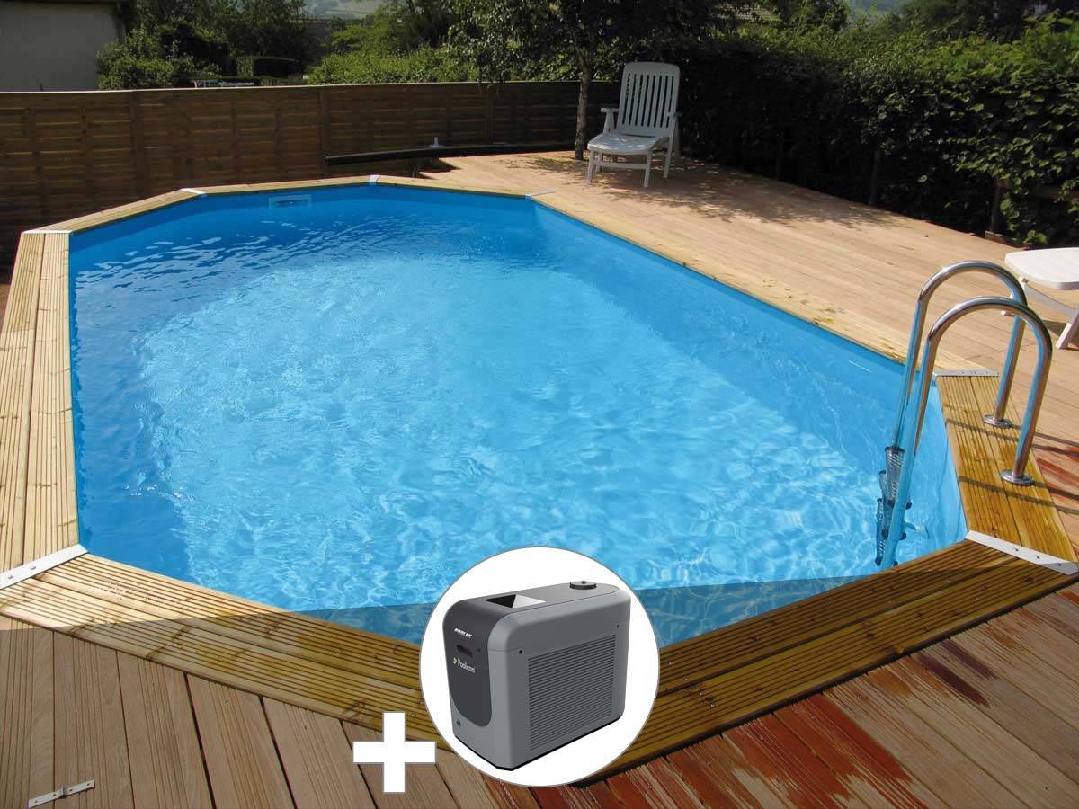 Ubbink - Kit piscine bois Ubbink Océa 6,10 x 4,00 x 1,30 m - Liner bleu + Poolican