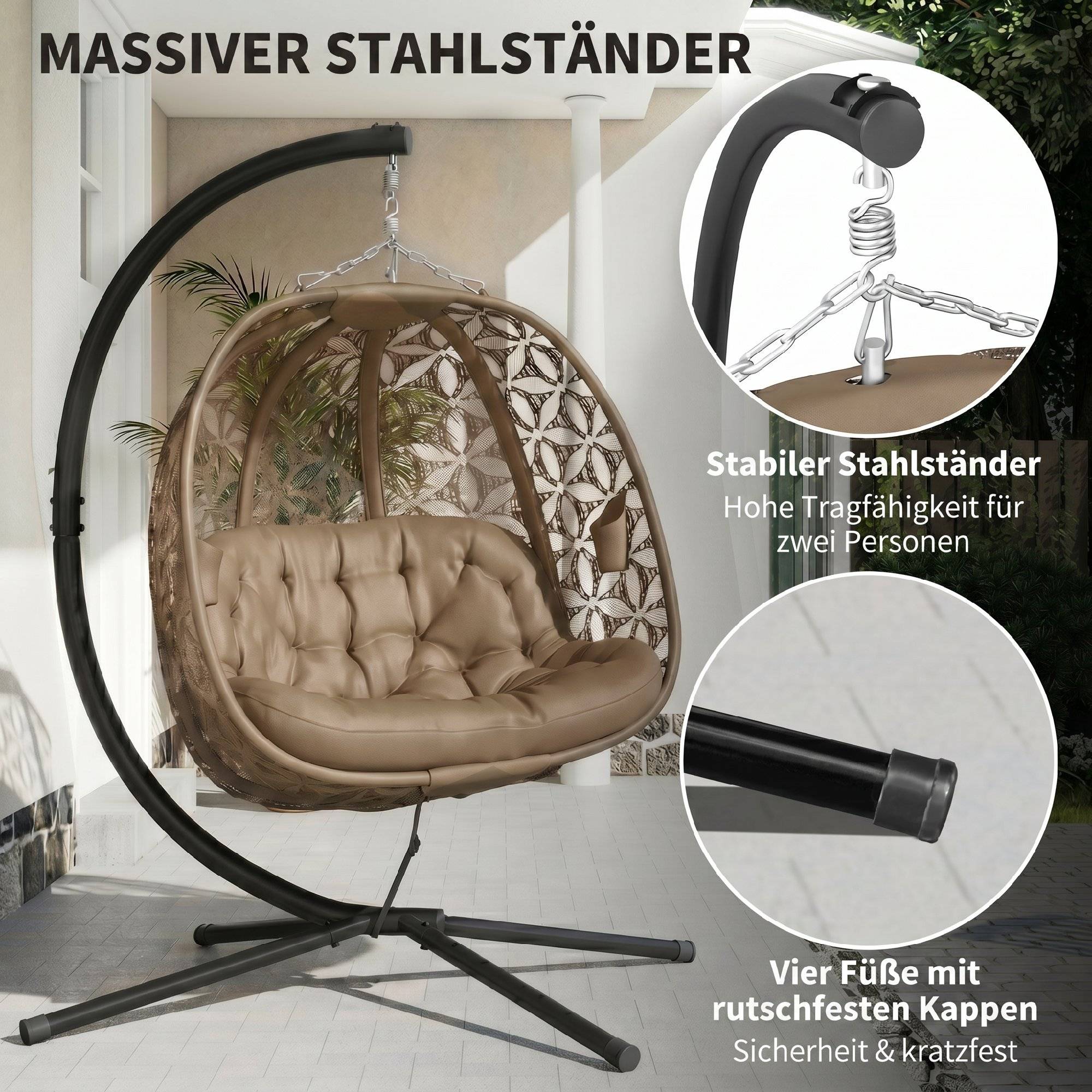 PANGIVO - Fauteuil œuf suspendu acier 126 x 126 x 176 cm - PANGIVO - Image 9