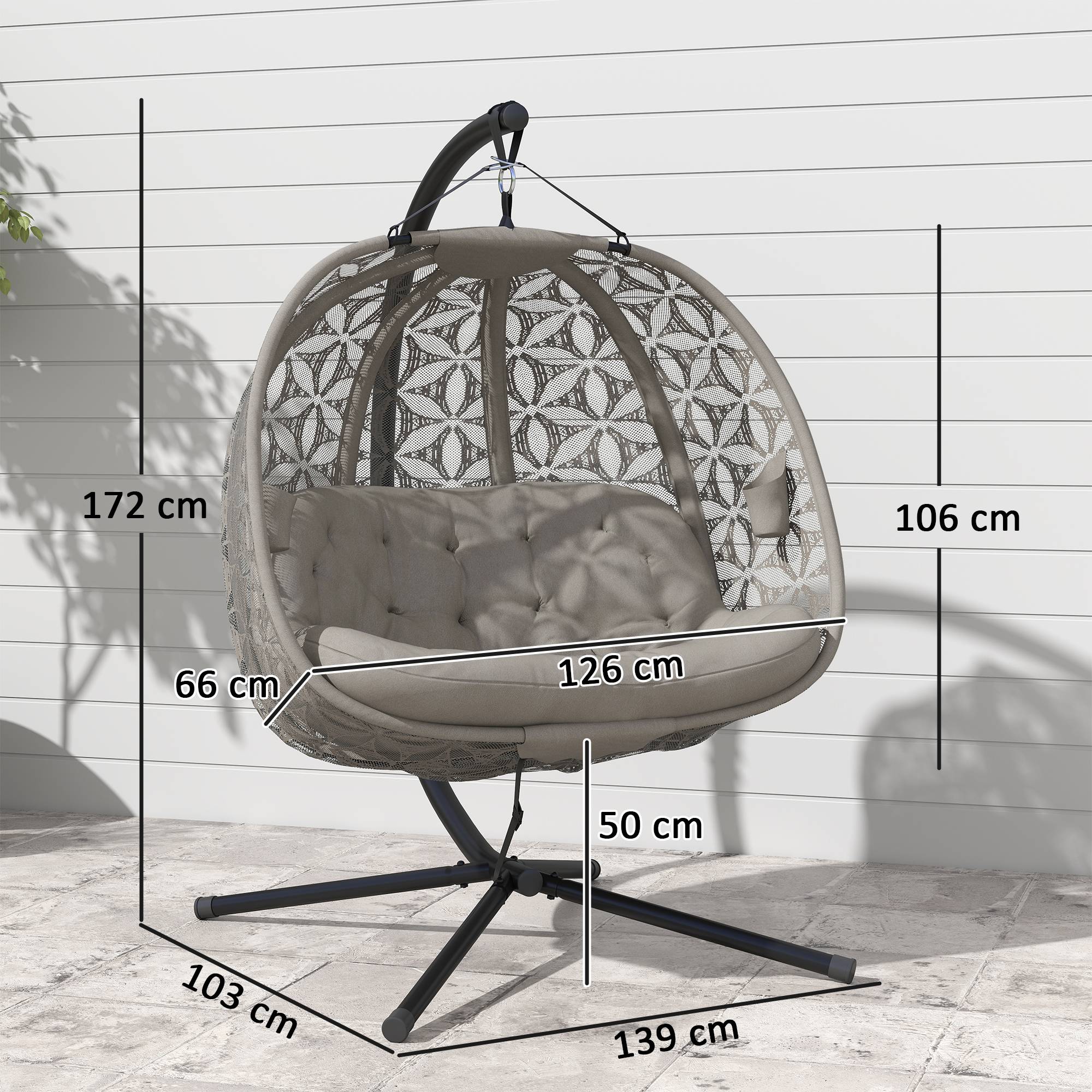 PANGIVO - Fauteuil œuf suspendu acier 126 x 126 x 176 cm - PANGIVO - Image 5