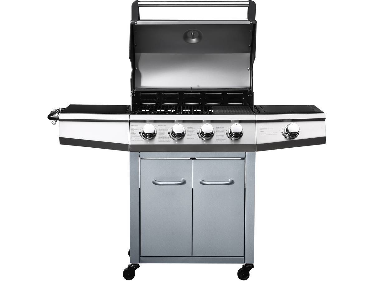 Barbecue Gaz Avec Led "bingo 5" - 5 Brûleurs Dont 1 Latéral - 15.2kw + Housse Protection - Argenté -habitat Et Jardin - Image 2