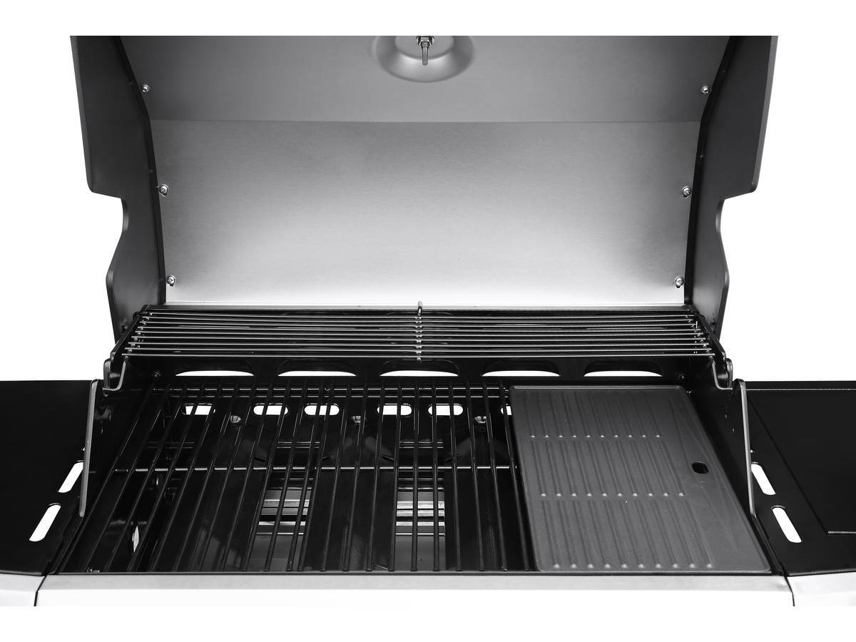 Barbecue Gaz Avec Led "bingo 5" - 5 Brûleurs Dont 1 Latéral - 15.2kw + Housse Protection - Argenté -habitat Et Jardin - Image 4