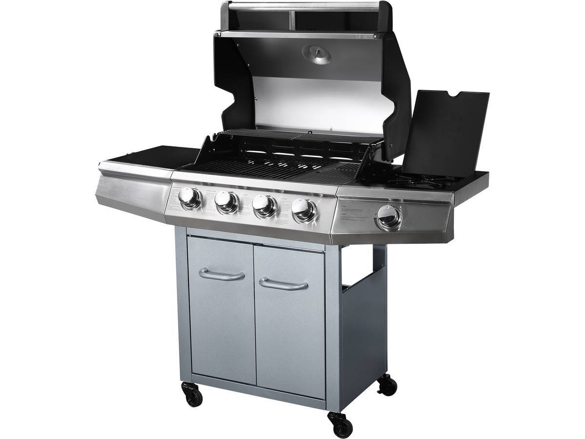 Barbecue Gaz Avec Led "bingo 5" - 5 Brûleurs Dont 1 Latéral - 15.2kw + Housse Protection - Argenté -habitat Et Jardin - Image 3