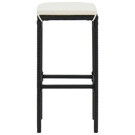 Meuble de bar de jardin 16 pièces et coussins résine tressée noir - Image 8