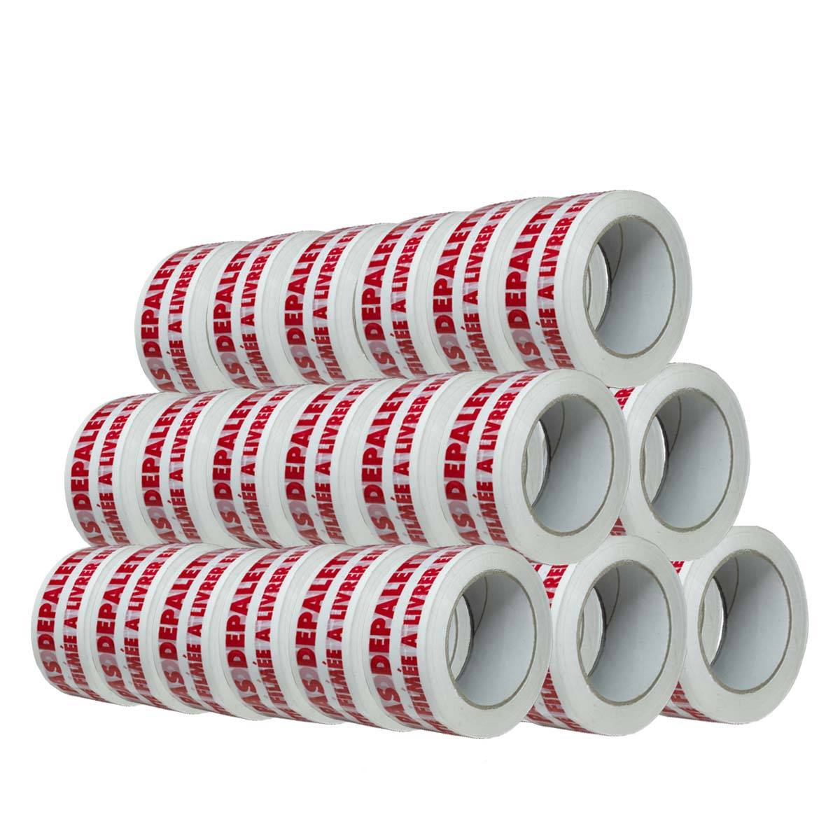 Tecplast - Ruban adhésif d'emballage 28µ blanc imprimé "NE PAS DEPALETTISER" en rouge -  Adhésif 50 mm x 100 m - Carton de 36 TECPLAST - Image 1