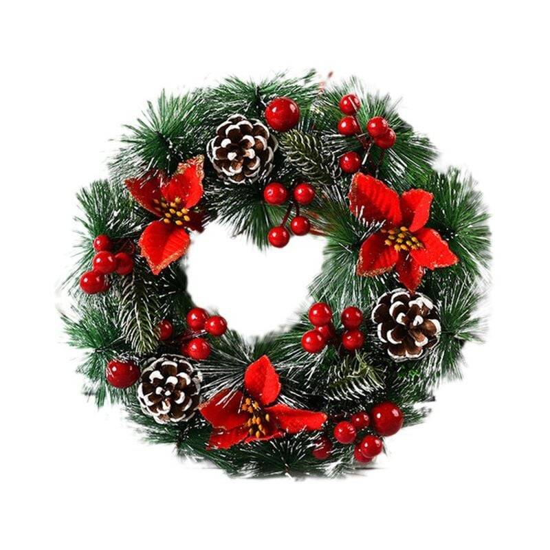 Couronne de Noël artificielle faite de branches de pin vert - Image 1