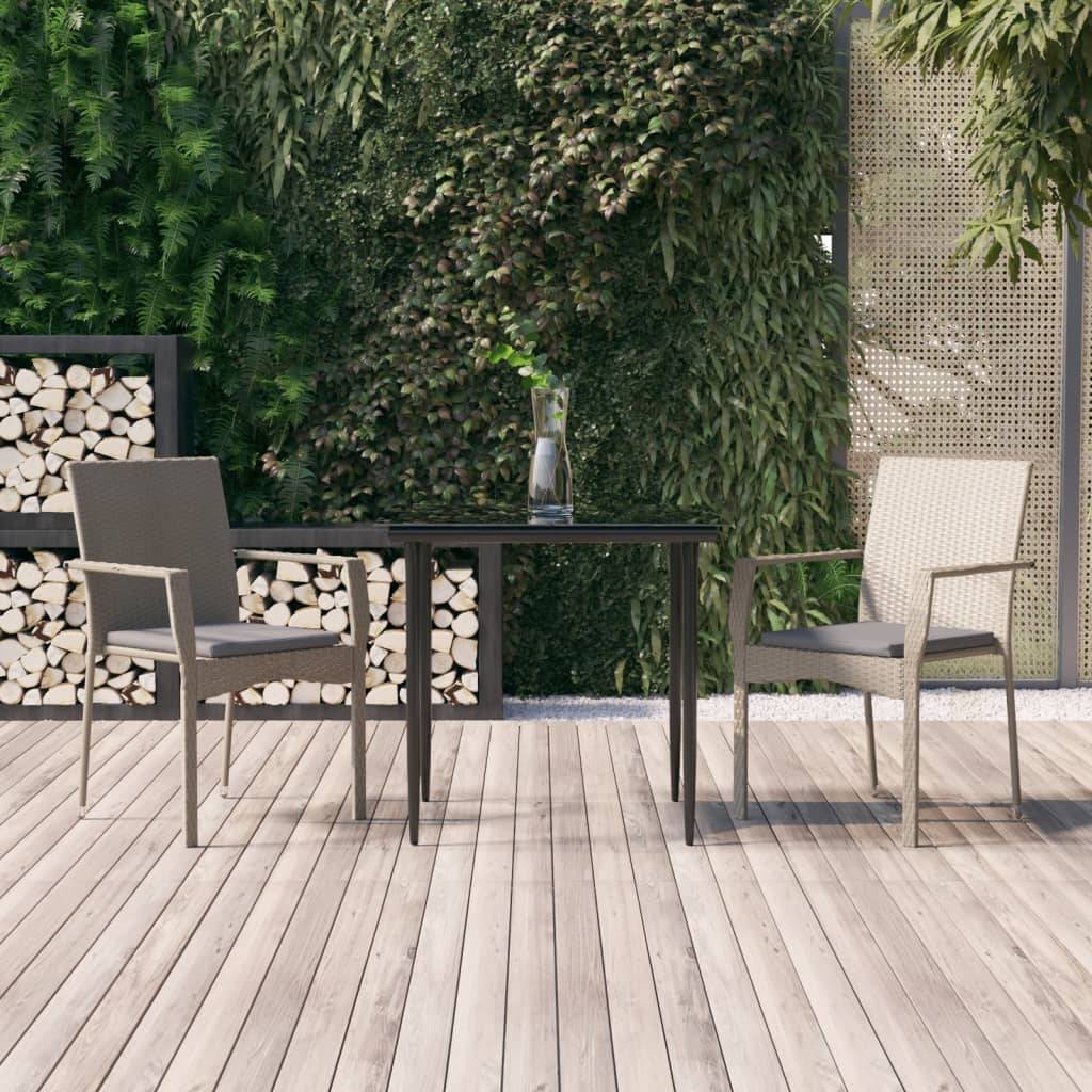 ComfortXL - Salon de Jardin 2 Personnes Bicolore Résine Tressée Gris/Noir avec Accoudoirs – ComfortXL Outdoor Living - Image 1