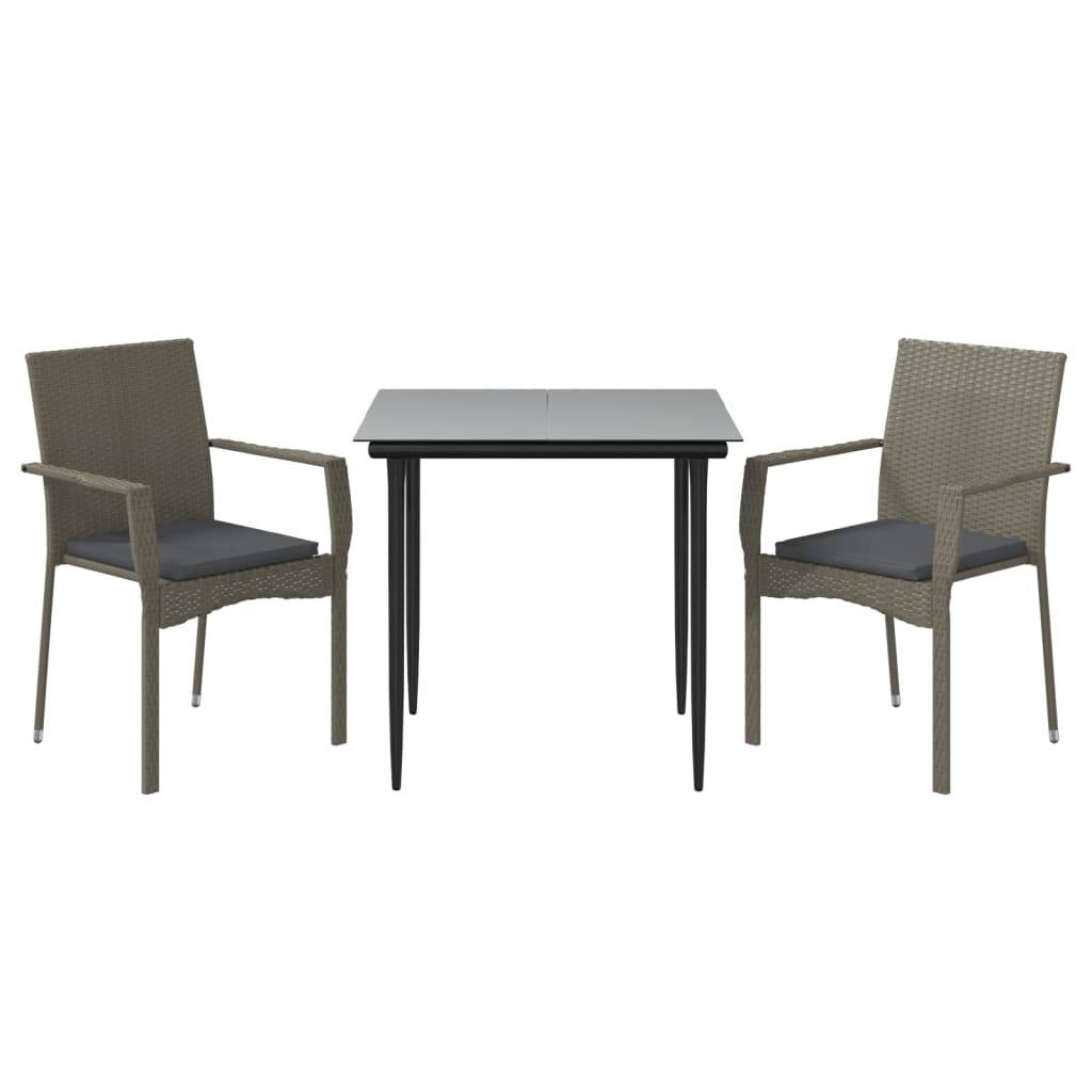 ComfortXL - Salon de Jardin 2 Personnes Bicolore Résine Tressée Gris/Noir avec Accoudoirs – ComfortXL Outdoor Living - Image 3