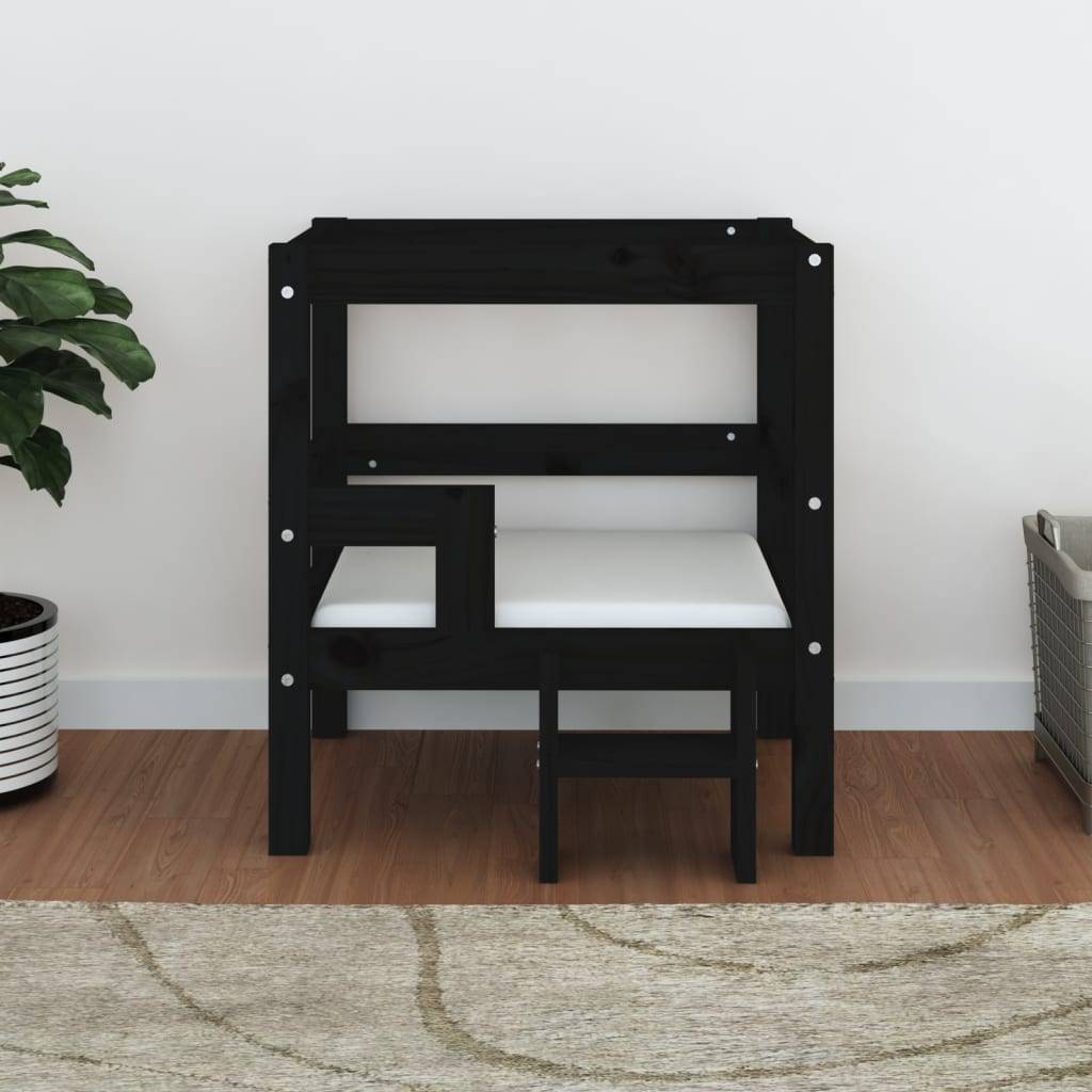 Vidaxl - Lit pour chien Noir 55,5x53,5x60 cm Bois de pin solide vidaXL 822371 - Image 4